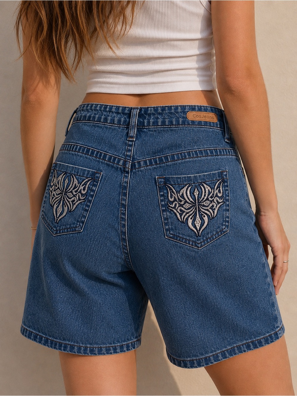 Vintage Y2K CosJean Dark Wash Embroidered Pocket Jeans Cyber Tribal